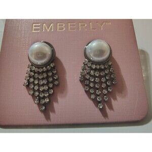 Emberly Pearl Crystal Drop Earrings